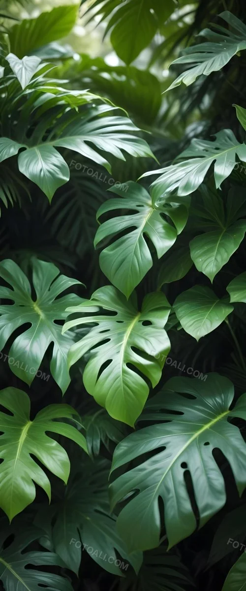 Lush Green Tropical Leaves With A Blurred Background Creating A Serene And Natural Atmosphere 54 4451