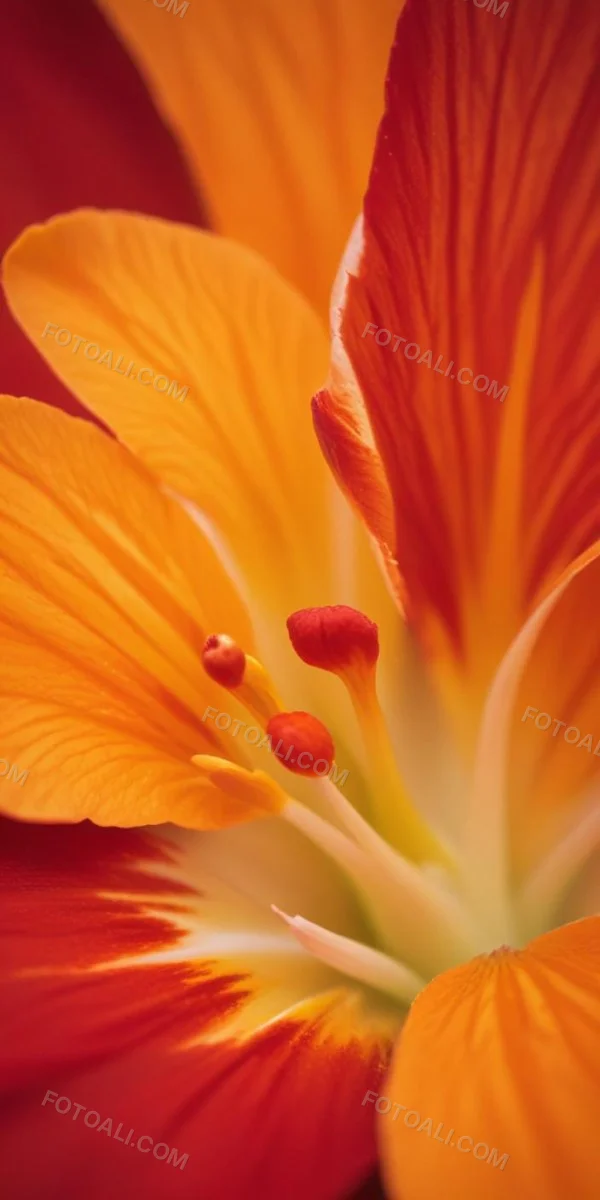 Macro Shot Of Vibrant Red Flower Petals With Orange Tips Soft Lighting Close Up View Showcasing The Intricate Details And Textures Of The Flower 53 A97f
