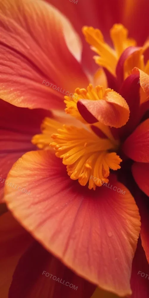 Macro Shot Of Vibrant Red Flower Petals With Orange Tips Soft Lighting Close Up View Showcasing The Intricate Details And Textures Of The Flower 60 5d2f