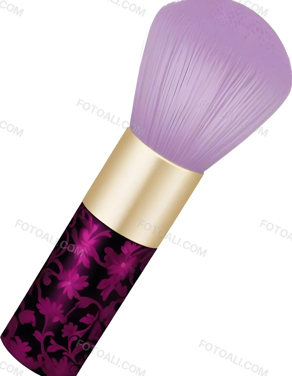Makeup Brush With Golden Bristles Pink Ring And A Golden Handle With Golden Floral Patterns Isolated On A Golden Background 3 63ba