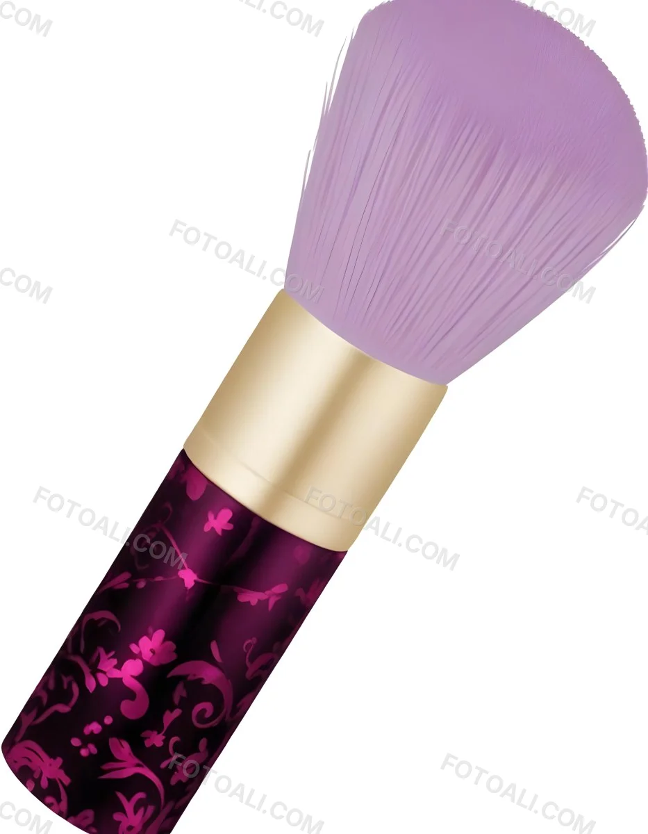 Makeup Brush With Golden Bristles Pink Ring And A Golden Handle With Golden Floral Patterns Isolated On A Golden Background 30 3057