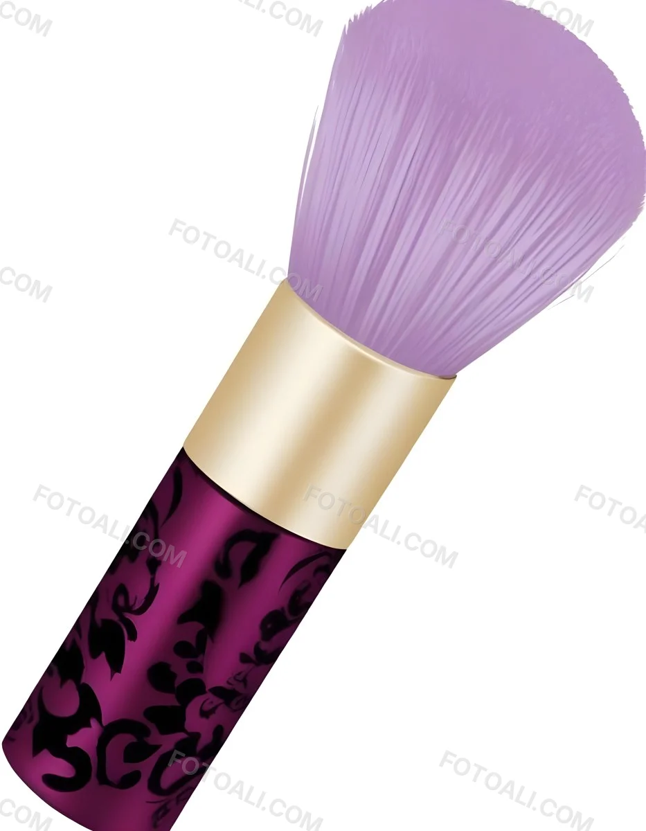 Makeup Brush With Golden Bristles Pink Ring And A Golden Handle With Golden Floral Patterns Isolated On A Golden Background 4 D1fd