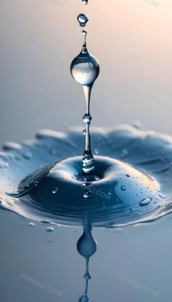 Minimal Soft Studio Light Photography A Close Up Of A Water Droplet Splashing On A Surface Creating A Circular Pattern With Ripples And Reflections High Detail Solid Bold Color Background 16 83bb