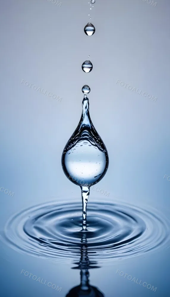 Minimal Soft Studio Light Photography A Close Up Of A Water Droplet Splashing On A Surface Creating A Circular Pattern With Ripples And Reflections High Detail Solid Bold Color Background 2 6c89