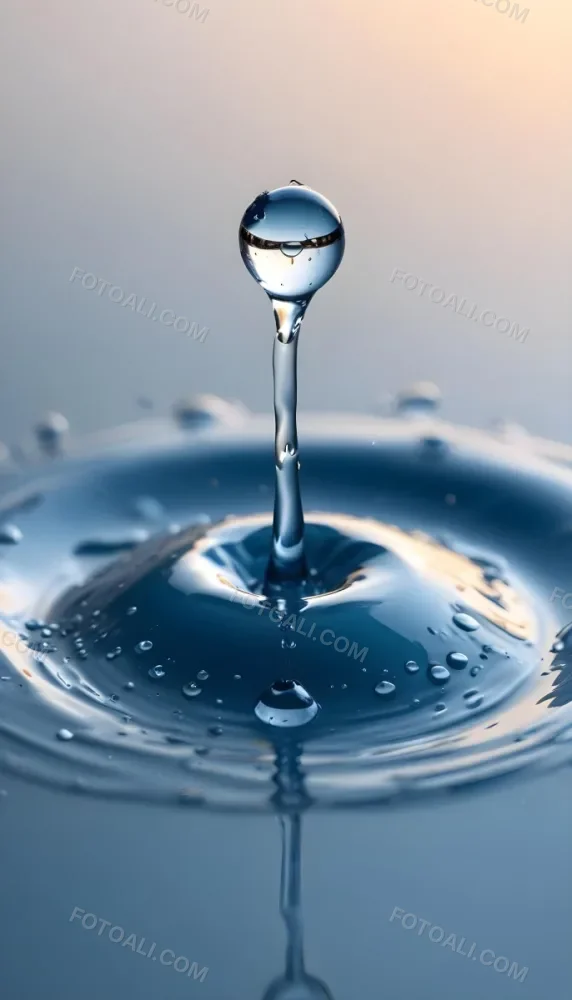 Minimal Soft Studio Light Photography A Close Up Of A Water Droplet Splashing On A Surface Creating A Circular Pattern With Ripples And Reflections High Detail Solid Bold Color Background 20 254b