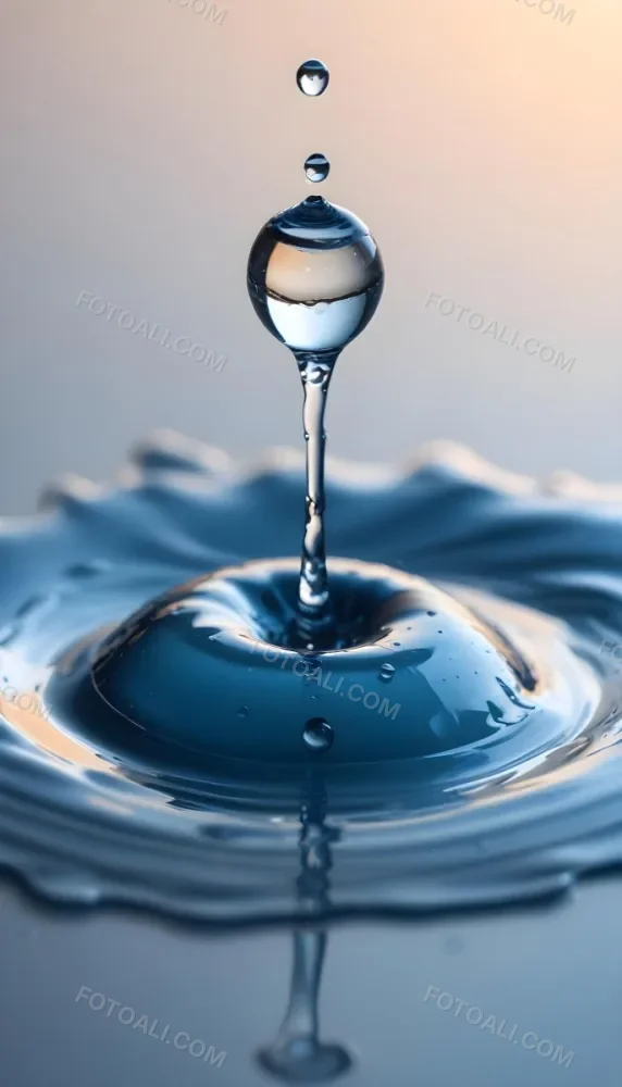 Minimal Soft Studio Light Photography A Close Up Of A Water Droplet Splashing On A Surface Creating A Circular Pattern With Ripples And Reflections High Detail Solid Bold Color Background 22 8e4e