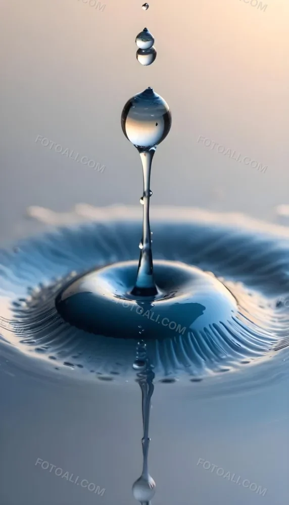 Minimal Soft Studio Light Photography A Close Up Of A Water Droplet Splashing On A Surface Creating A Circular Pattern With Ripples And Reflections High Detail Solid Bold Color Background 24 B676