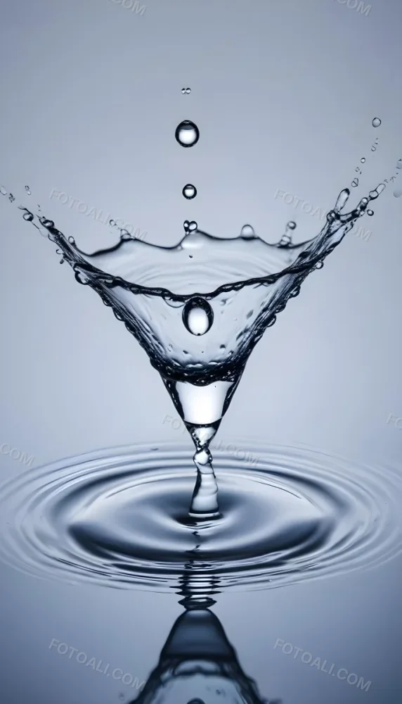Minimal Soft Studio Light Photography A Close Up Of A Water Droplet Splashing On A Surface Creating A Circular Pattern With Ripples And Reflections High Detail Solid Bold Color Background 3 Ddf8