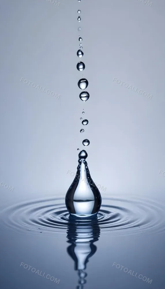 Minimal Soft Studio Light Photography A Close Up Of A Water Droplet Splashing On A Surface Creating A Circular Pattern With Ripples And Reflections High Detail Solid Bold Color Background 5 9a9b