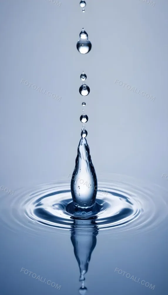 Minimal Soft Studio Light Photography A Close Up Of A Water Droplet Splashing On A Surface Creating A Circular Pattern With Ripples And Reflections High Detail Solid Bold Color Background 6 F7f6