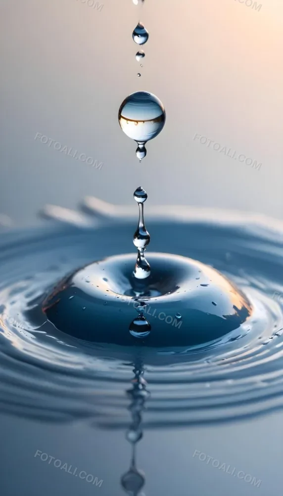 Minimal Soft Studio Light Photography A Close Up Of A Water Droplet Splashing On A Surface Creating A Circular Pattern With Ripples And Reflections High Detail Solid Bold Color Background 8 2501