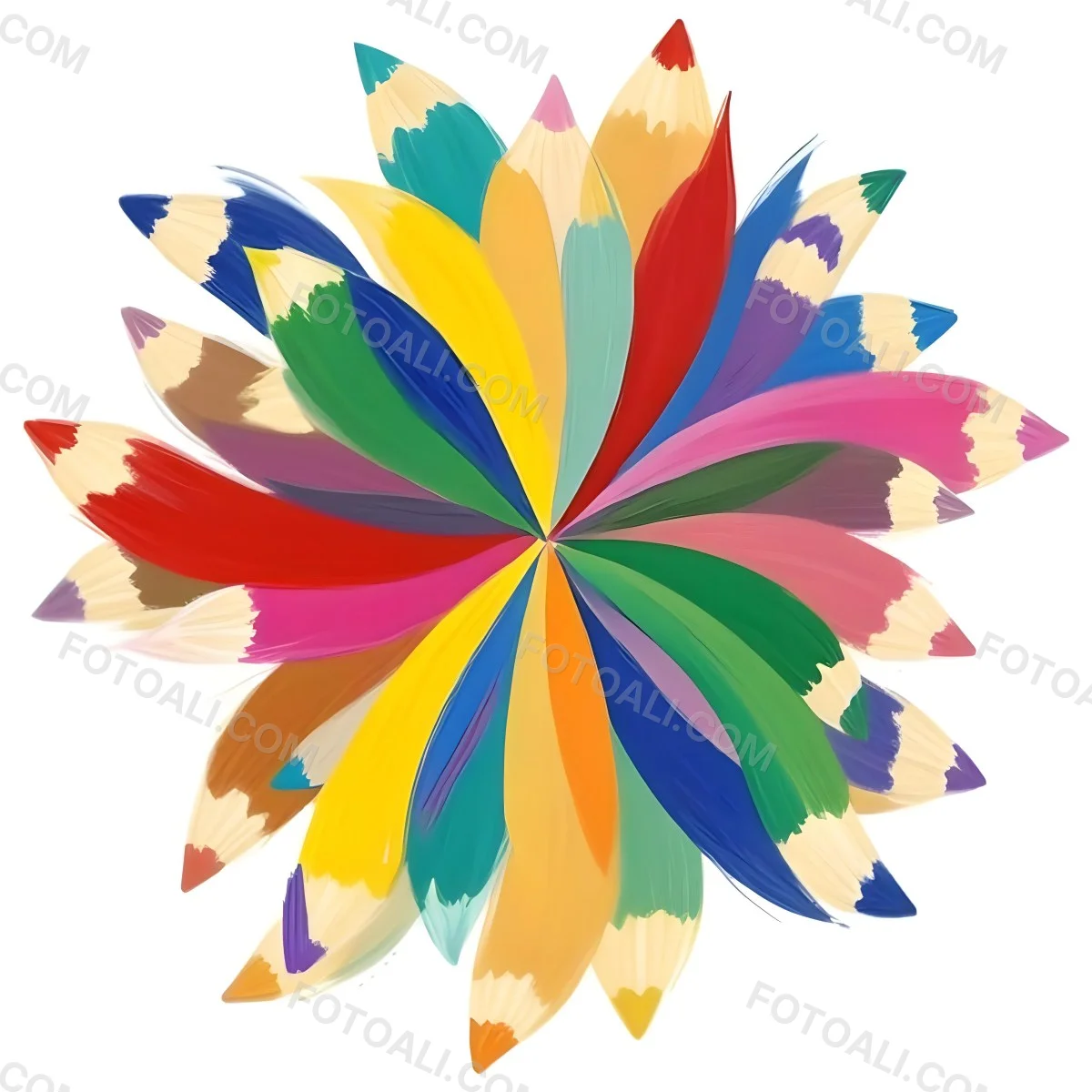 Minimal Soft Studio Light Photography A Flower Made Of Colored Pencils On A White Background High Detail Solid Bold Color Background 12 2a3c