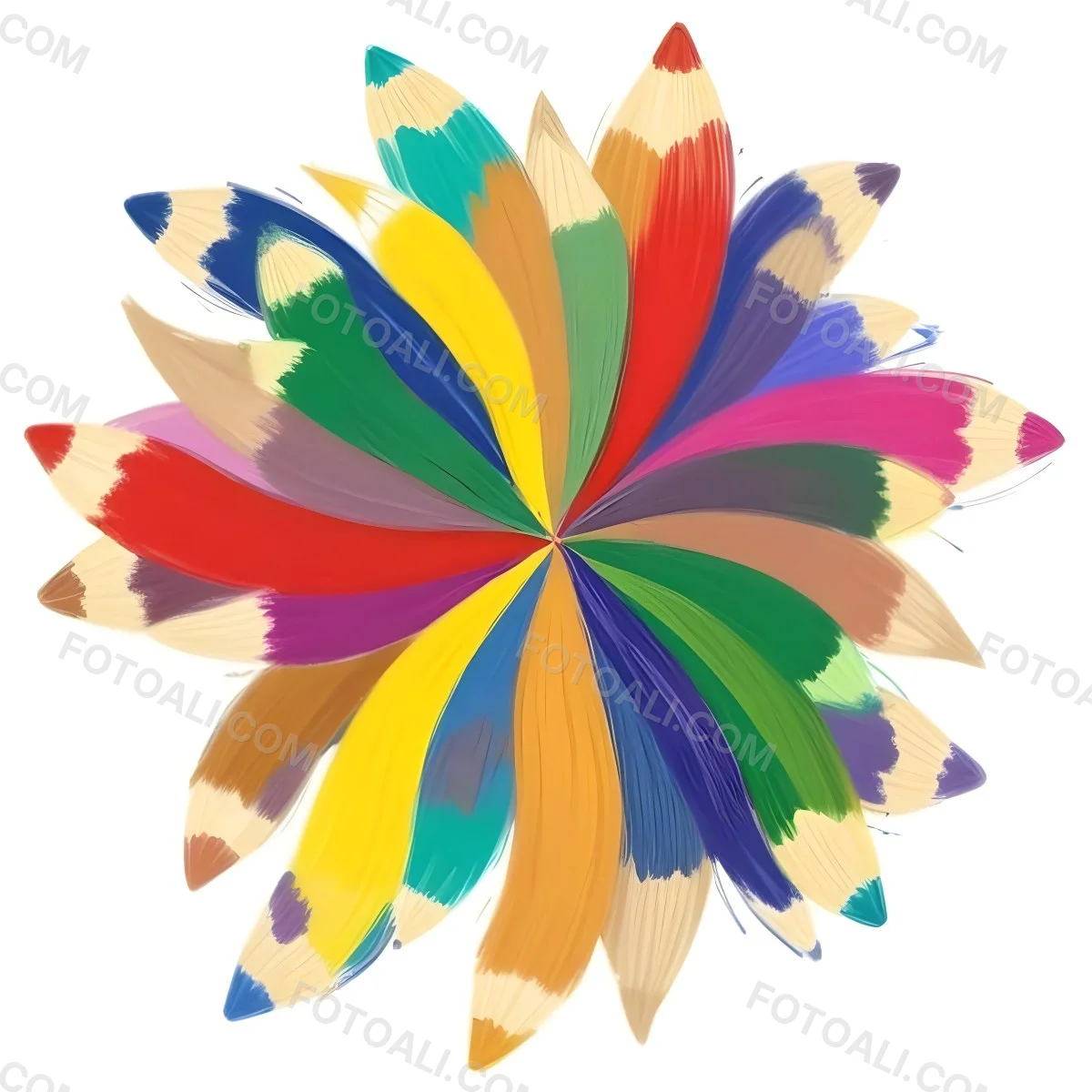 Minimal Soft Studio Light Photography A Flower Made Of Colored Pencils On A White Background High Detail Solid Bold Color Background 14 9da2