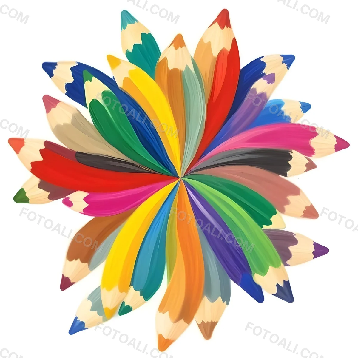 Minimal Soft Studio Light Photography A Flower Made Of Colored Pencils On A White Background High Detail Solid Bold Color Background 17 C7b8
