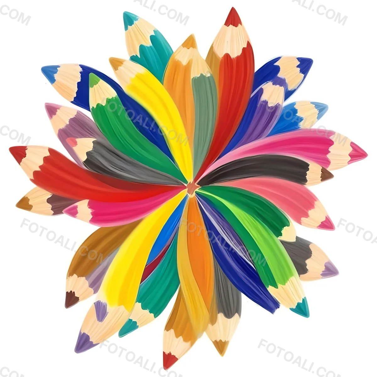 Minimal Soft Studio Light Photography A Flower Made Of Colored Pencils On A White Background High Detail Solid Bold Color Background 33 0dab