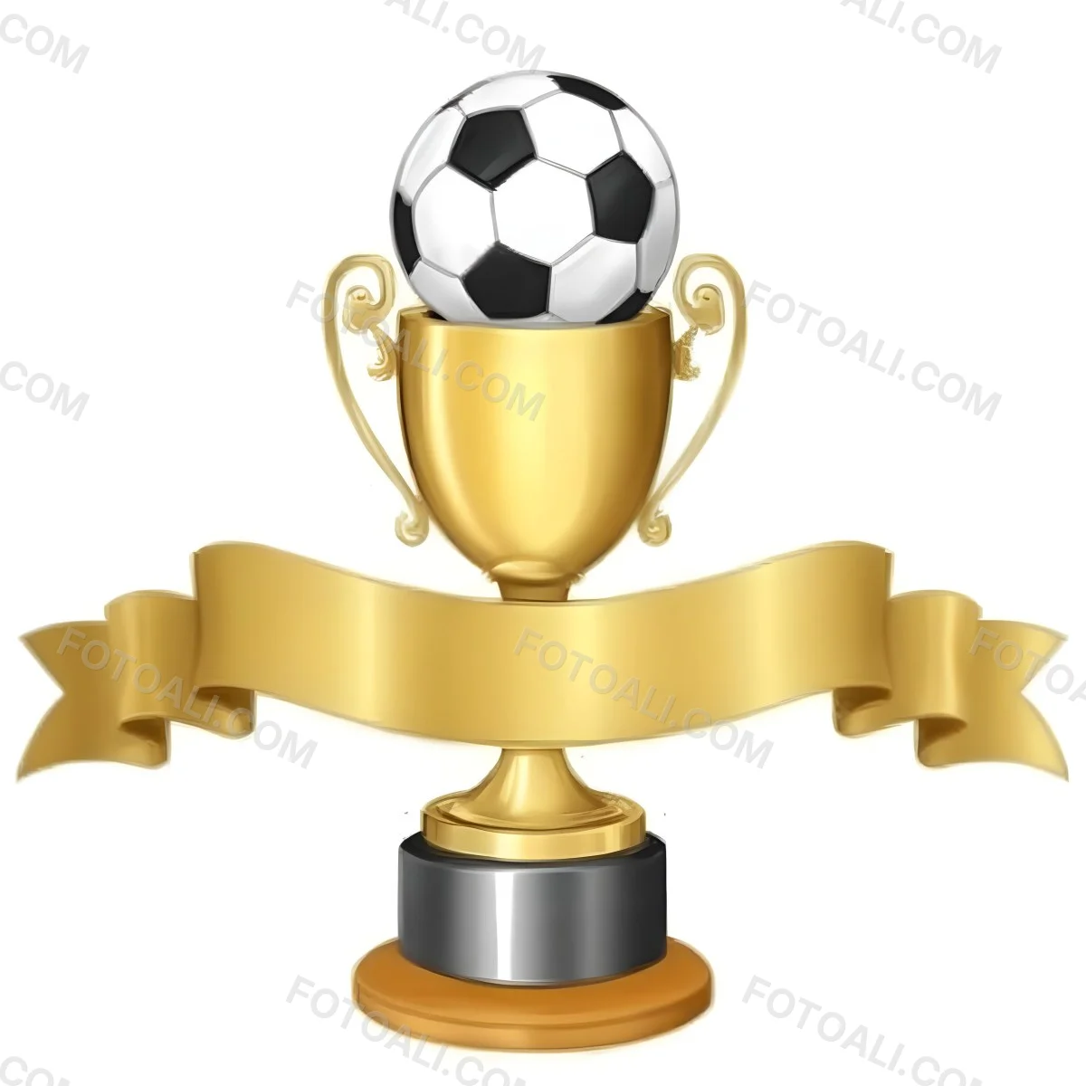 Minimal Soft Studio Light Photography A Golden Trophy With A Soccer Ball On Top And A White Ribbon Around It The Trophy Has A Golden Base Black Background High Detail Solid Bold Color Background 2 A9f9