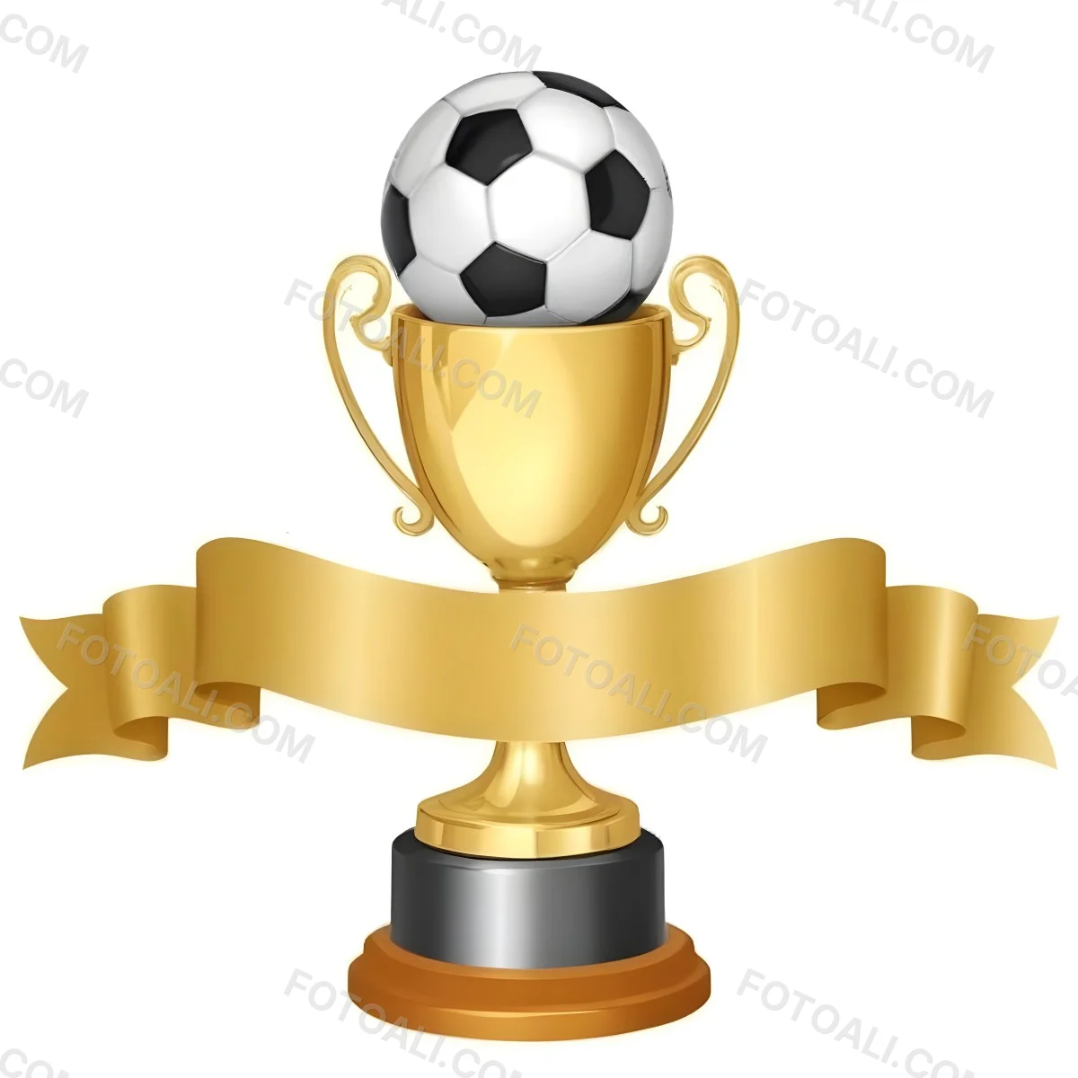 Minimal Soft Studio Light Photography A Golden Trophy With A Soccer Ball On Top And A White Ribbon Around It The Trophy Has A Golden Base Black Background High Detail Solid Bold Color Background 43 Eedd
