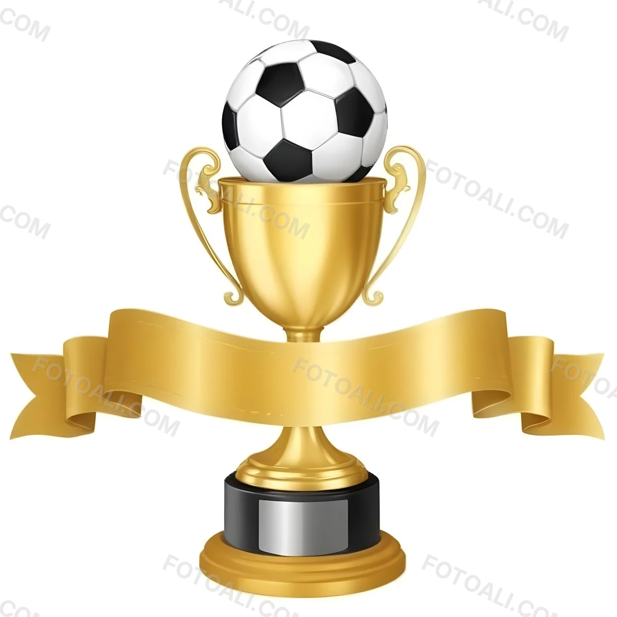 Minimal Soft Studio Light Photography A Golden Trophy With A Soccer Ball On Top And A White Ribbon Around It The Trophy Has A Golden Base Black Background High Detail Solid Bold Color Background 47 9a63
