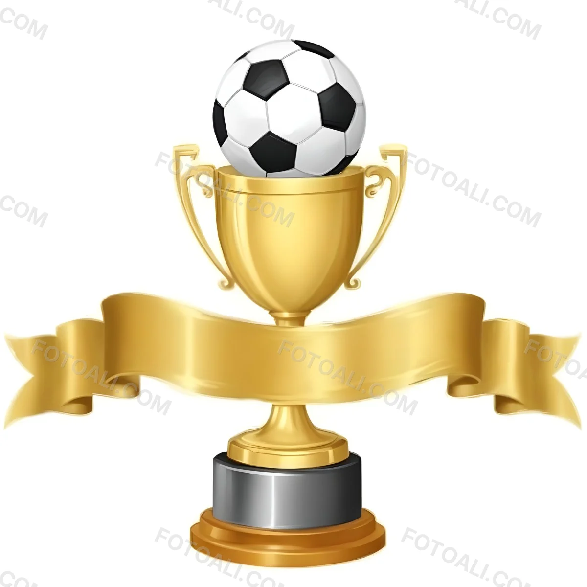 Minimal Soft Studio Light Photography A Golden Trophy With A Soccer Ball On Top And A White Ribbon Around It The Trophy Has A Golden Base Black Background High Detail Solid Bold Color Background 6 Ccdb