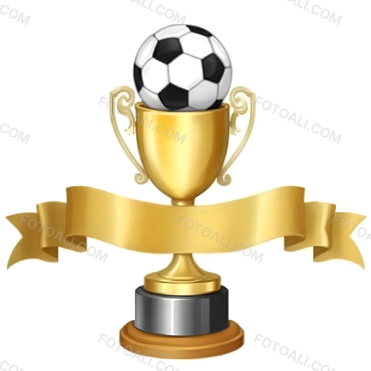 Minimal Soft Studio Light Photography A Golden Trophy With A Soccer Ball On Top And A White Ribbon Around It The Trophy Has A Golden Base Black Background High Detail Solid Bold Color Background 8 36a5