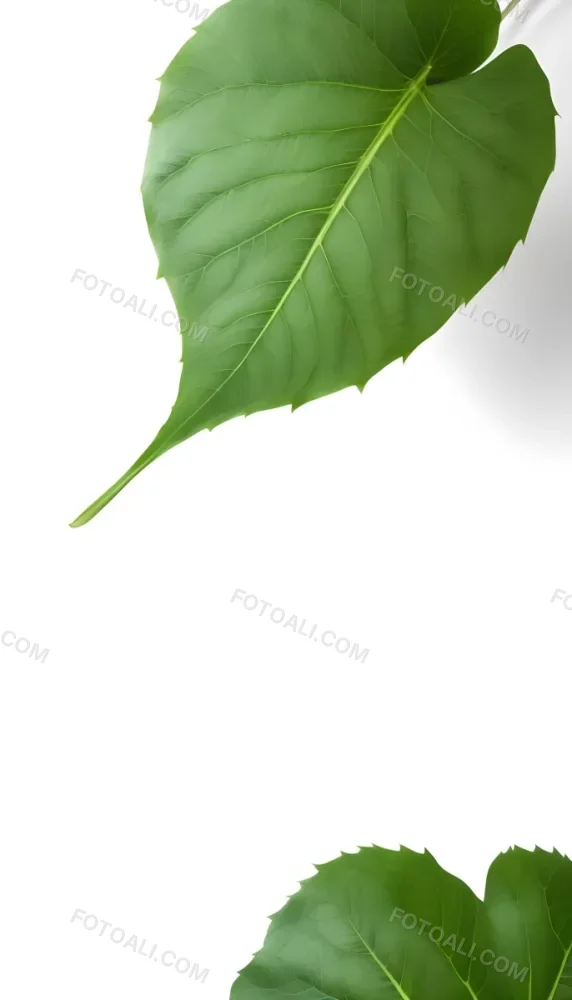 Minimal Soft Studio Light Photography A Large Green Leaf With Visible Veins Against A Plain White Background High Detail Solid Bold Color Background 18 892e