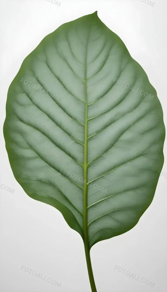 Minimal Soft Studio Light Photography A Large Green Leaf With Visible Veins Against A Plain White Background High Detail Solid Bold Color Background 20 8cf0
