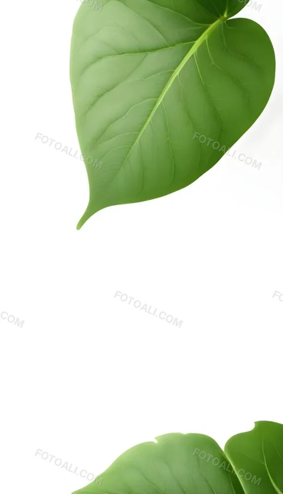 Minimal Soft Studio Light Photography A Large Green Leaf With Visible Veins Against A Plain White Background High Detail Solid Bold Color Background 3 5c39