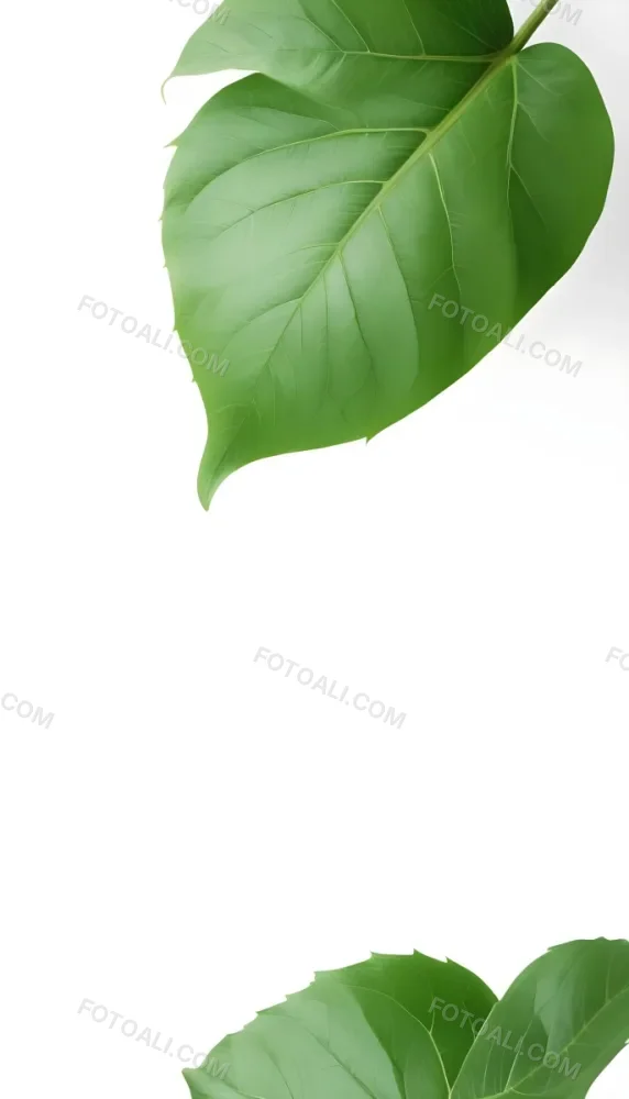 Minimal Soft Studio Light Photography A Large Green Leaf With Visible Veins Against A Plain White Background High Detail Solid Bold Color Background 6 3969