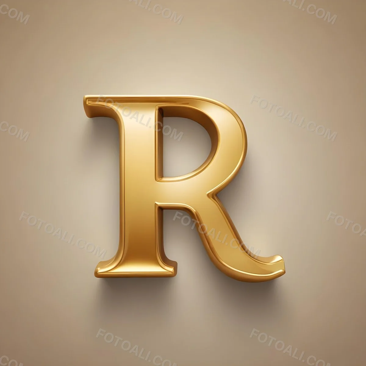 Minimal Soft Studio Light Photography A Shiny Gold Letter R With A Smooth And Polished Surface Featuring A Stylized Font With A Slight Curve And Depth The Background Is Plain And Does Not Distract From The Letter 11 4248