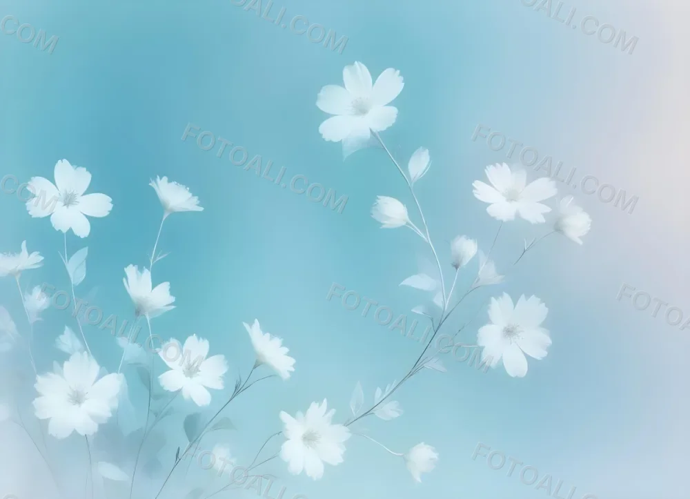 Minimal Soft Studio Light Photography Abstract Background With Light Blue And White Floral Patterns Soft Pastel Colors And A Dreamy Ethereal Quality Creating A Gentle And Calming Visual Effect High Detail Solid 95 D950