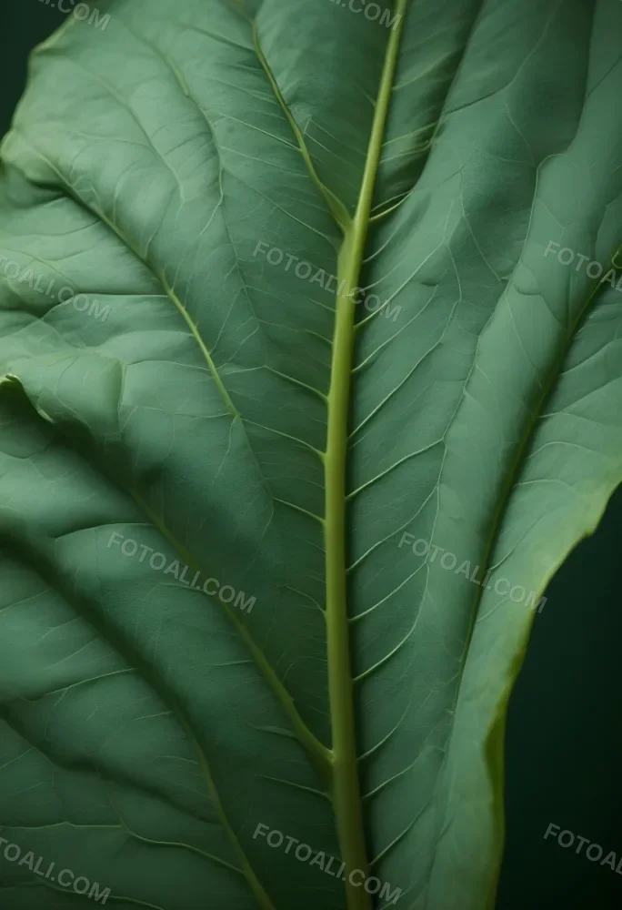 Minimal Soft Studio Light Photography Close Up Of Green Leaf With Detailed Texture And Folds High Detail Solid Bold Color Background 10 235a