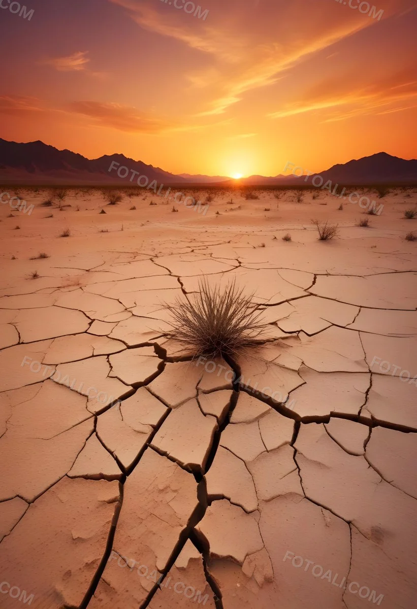Minimal Soft Studio Light Photography Cracked Dry Desert Landscape With A Dramatic Orange Sky At Sunset High Detail Solid Bold Color Background 15 4ea0