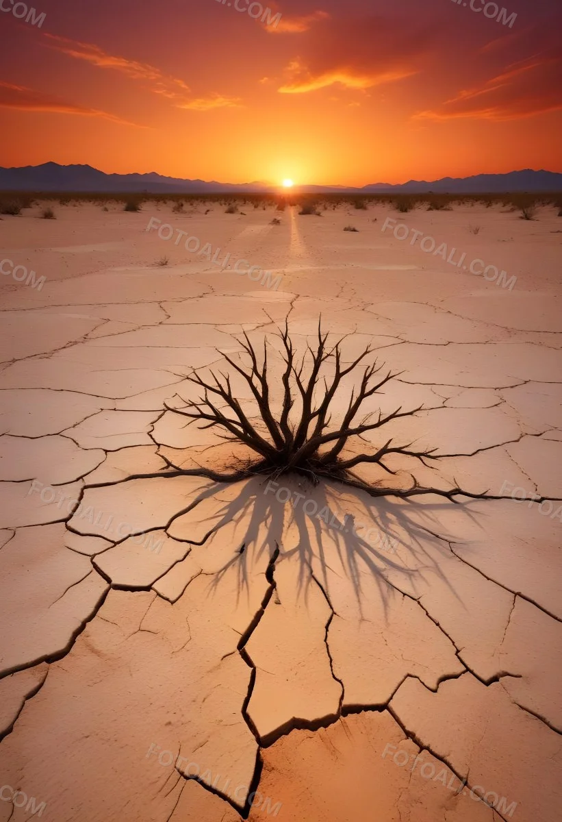 Minimal Soft Studio Light Photography Cracked Dry Desert Landscape With A Dramatic Orange Sky At Sunset High Detail Solid Bold Color Background 17 88cd