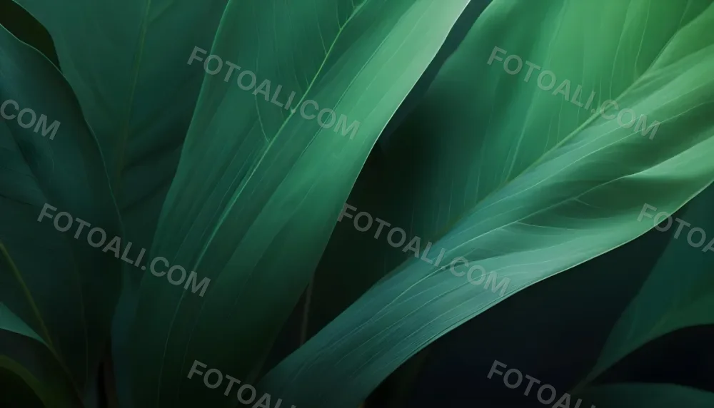 Minimal Soft Studio Light Photography Green Leaves With Geometric Patterns Close Up View High Detail Solid Bold Color Background 2 9917