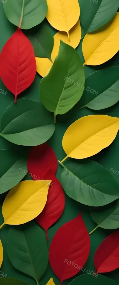 Minimal Soft Studio Light Photography Green Leaves With Yellow And Red Accents A Vibrant Natural Background High Detail Solid Bold Color Background 16 0cd0
