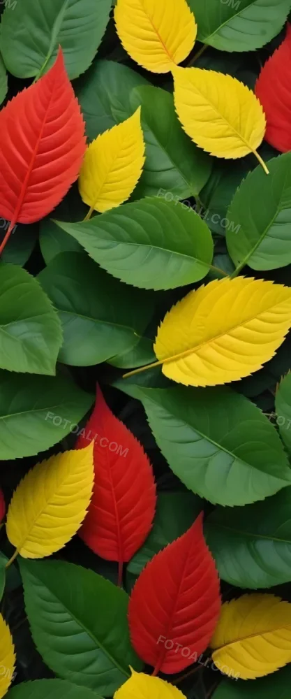 Minimal Soft Studio Light Photography Green Leaves With Yellow And Red Accents A Vibrant Natural Background High Detail Solid Bold Color Background 19 A4e0