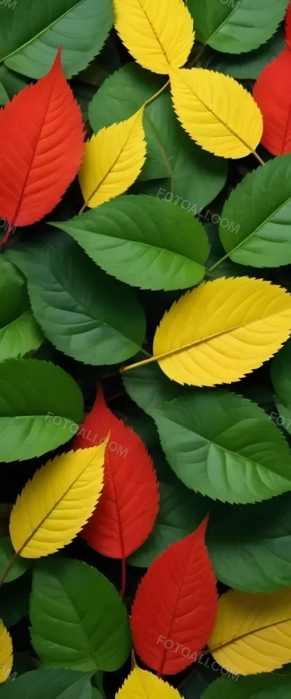 Minimal Soft Studio Light Photography Green Leaves With Yellow And Red Accents A Vibrant Natural Background High Detail Solid Bold Color Background 24 Cc72
