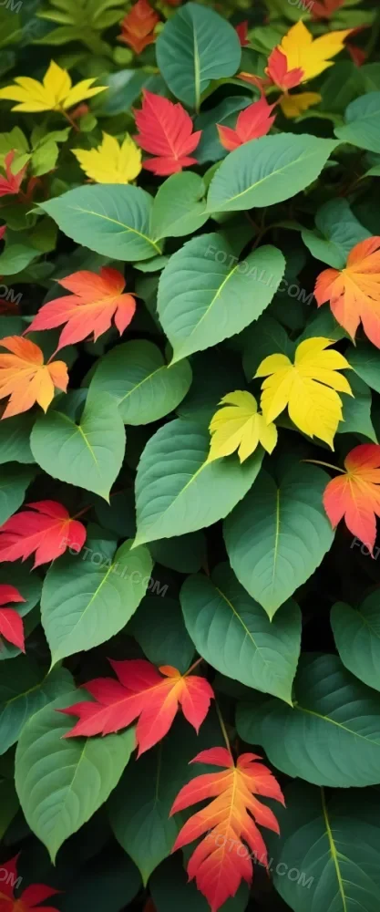 Minimal Soft Studio Light Photography Green Leaves With Yellow And Red Accents A Vibrant Natural Background High Detail Solid Bold Color Background 35 13b8