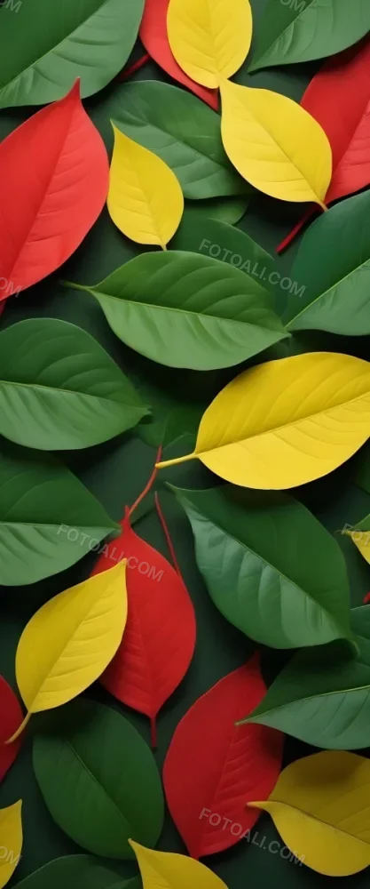 Minimal Soft Studio Light Photography Green Leaves With Yellow And Red Accents A Vibrant Natural Background High Detail Solid Bold Color Background 5 5c90