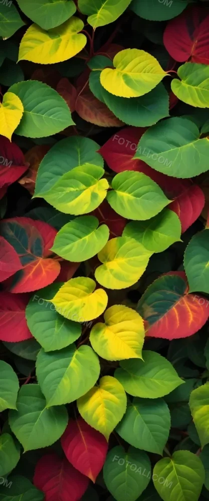Minimal Soft Studio Light Photography Green Leaves With Yellow And Red Accents A Vibrant Natural Background High Detail Solid Bold Color Background 50 Ed10