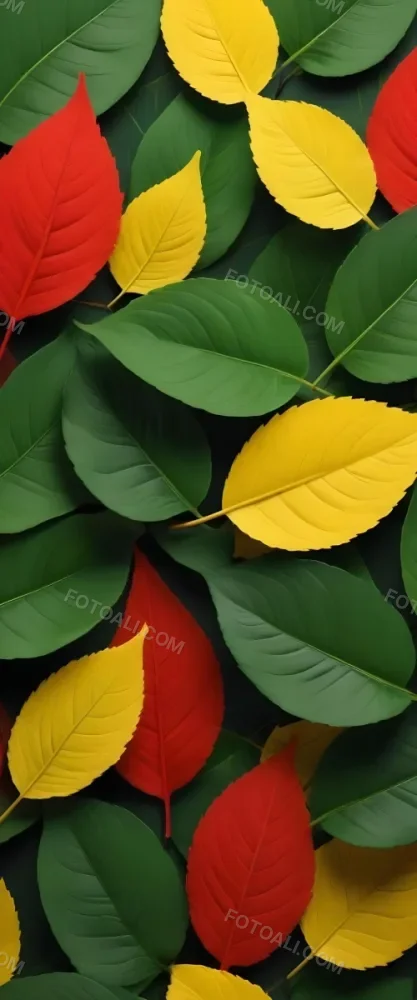 Minimal Soft Studio Light Photography Green Leaves With Yellow And Red Accents A Vibrant Natural Background High Detail Solid Bold Color Background 7 De79