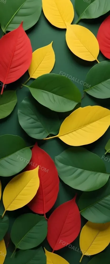 Minimal Soft Studio Light Photography Green Leaves With Yellow And Red Accents A Vibrant Natural Background High Detail Solid Bold Color Background 9 4759