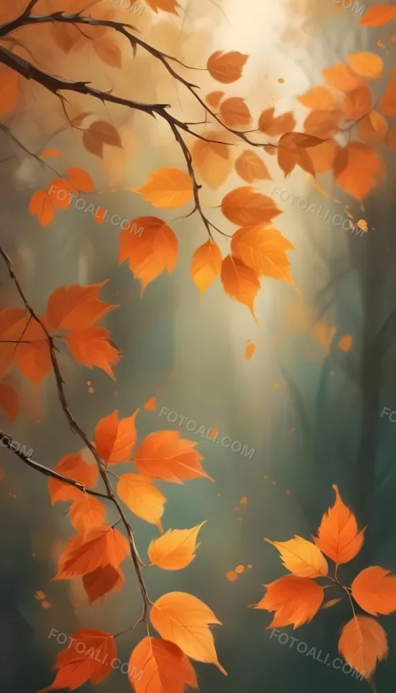 Minimal Soft Studio Light Photography Orange Leaves On Branches With A Soft Blurred Background Of Light And Colors Creating A Warm Autumnal Atmosphere High Detail Solid Bold Color Background 27 2d1d