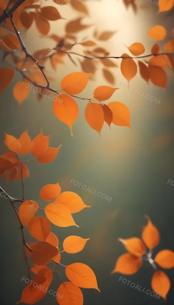 Minimal Soft Studio Light Photography Orange Leaves On Branches With A Soft Blurred Background Of Light And Colors Creating A Warm Autumnal Atmosphere High Detail Solid Bold Color Background 5 Fcda
