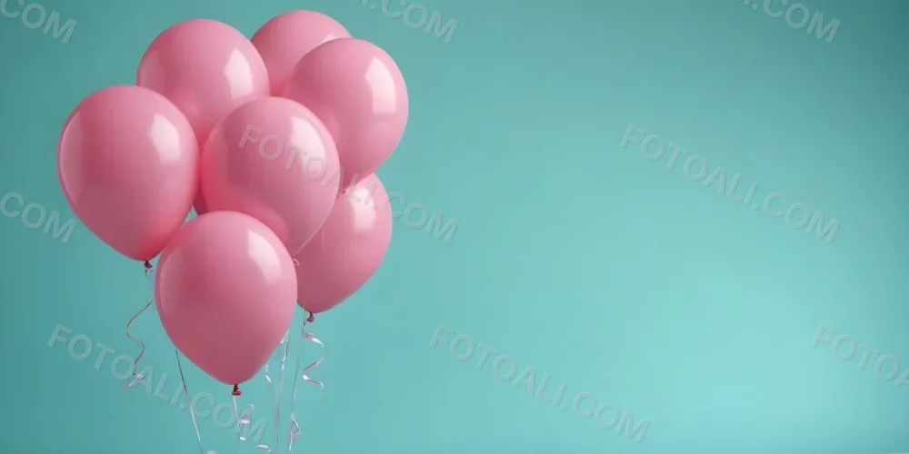 Minimal Soft Studio Light Photography Pink Balloons Against A Teal Background High Detail Solid Bold Color Background 26 860d