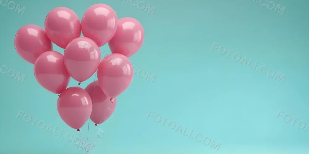 Minimal Soft Studio Light Photography Pink Balloons Against A Teal Background High Detail Solid Bold Color Background 34 D3ea