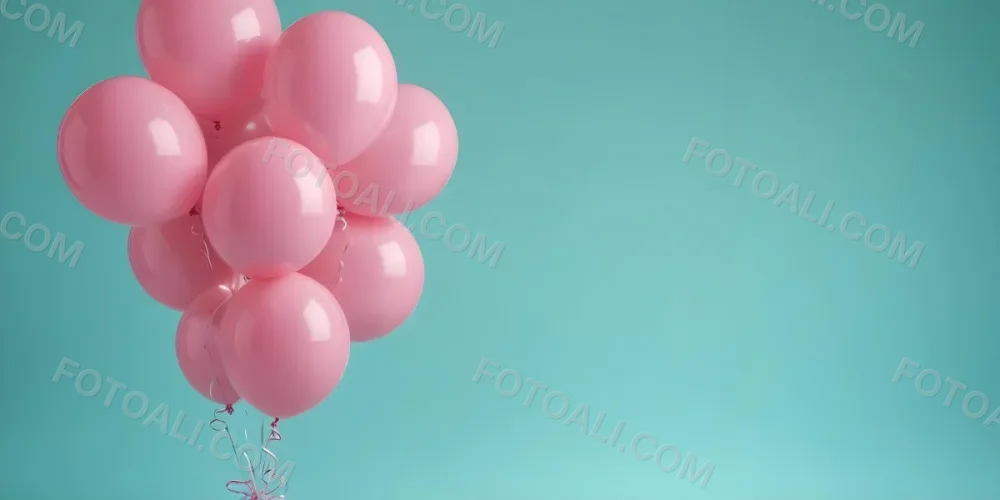 Minimal Soft Studio Light Photography Pink Balloons Against A Teal Background High Detail Solid Bold Color Background 8 2d16