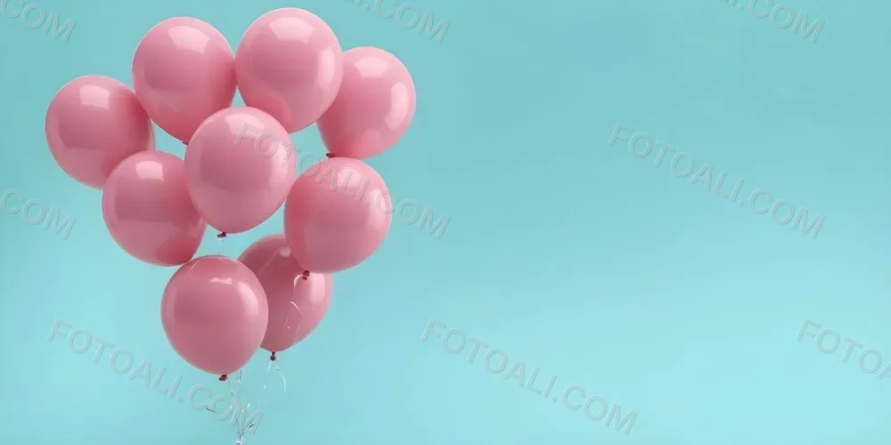 Minimal Soft Studio Light Photography Pink Balloons Against A Teal Background High Detail Solid Bold Color Background 9 E3ca