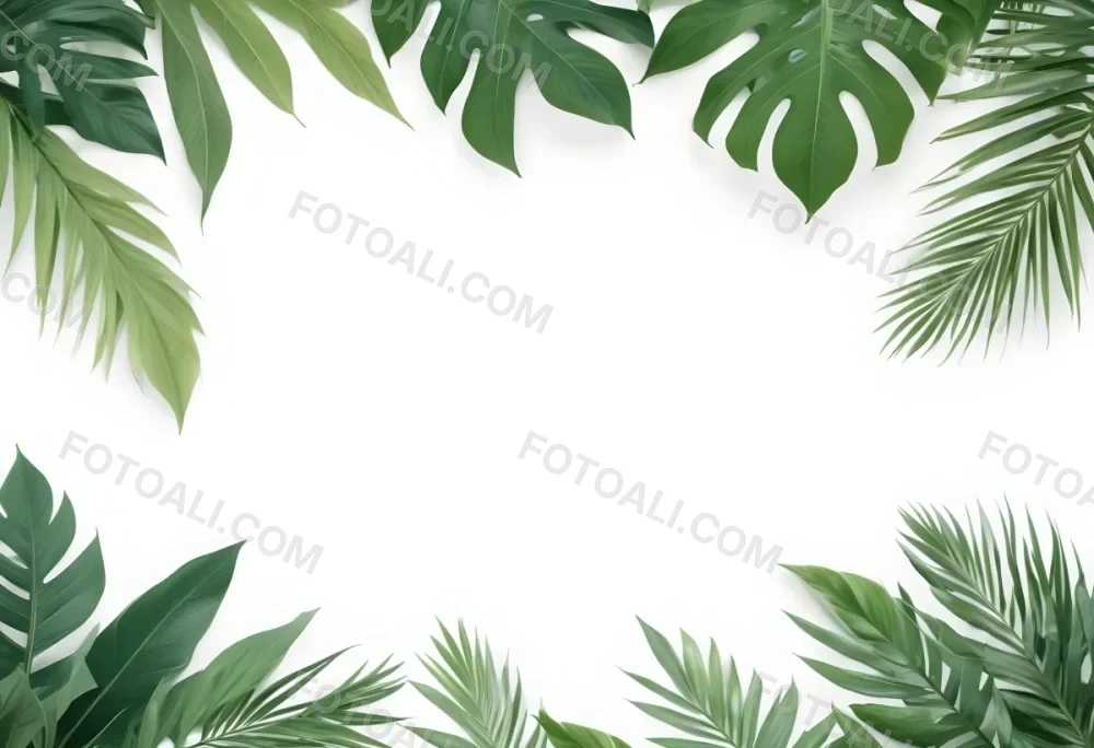 Minimal Soft Studio Light Photography Tropical Leaves In A White Background High Detail Solid Bold Color Background 41 Ceba