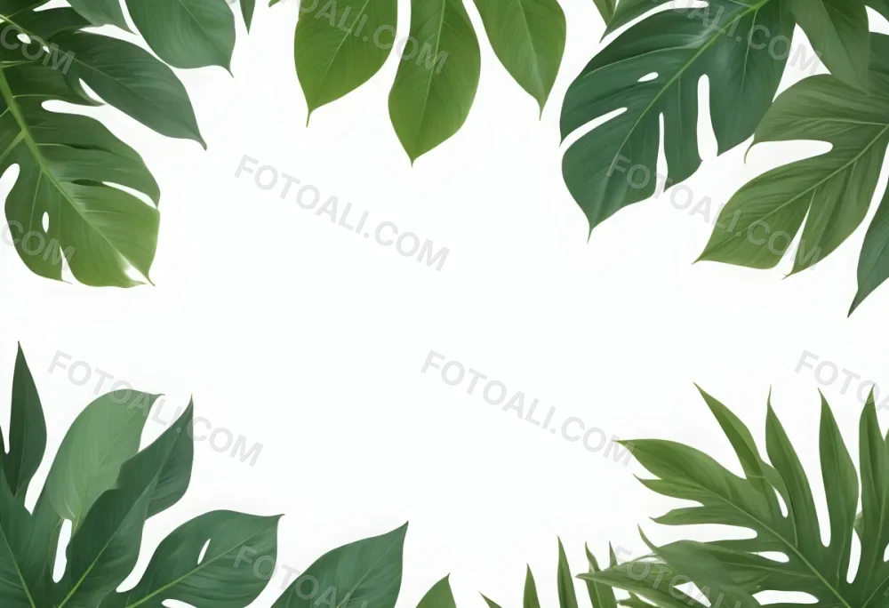 Minimal Soft Studio Light Photography Tropical Leaves In A White Background High Detail Solid Bold Color Background 71 Ca09